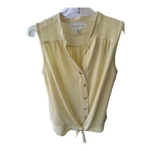 French Laundry Light Yellow Sleeveless Blouse with Tie